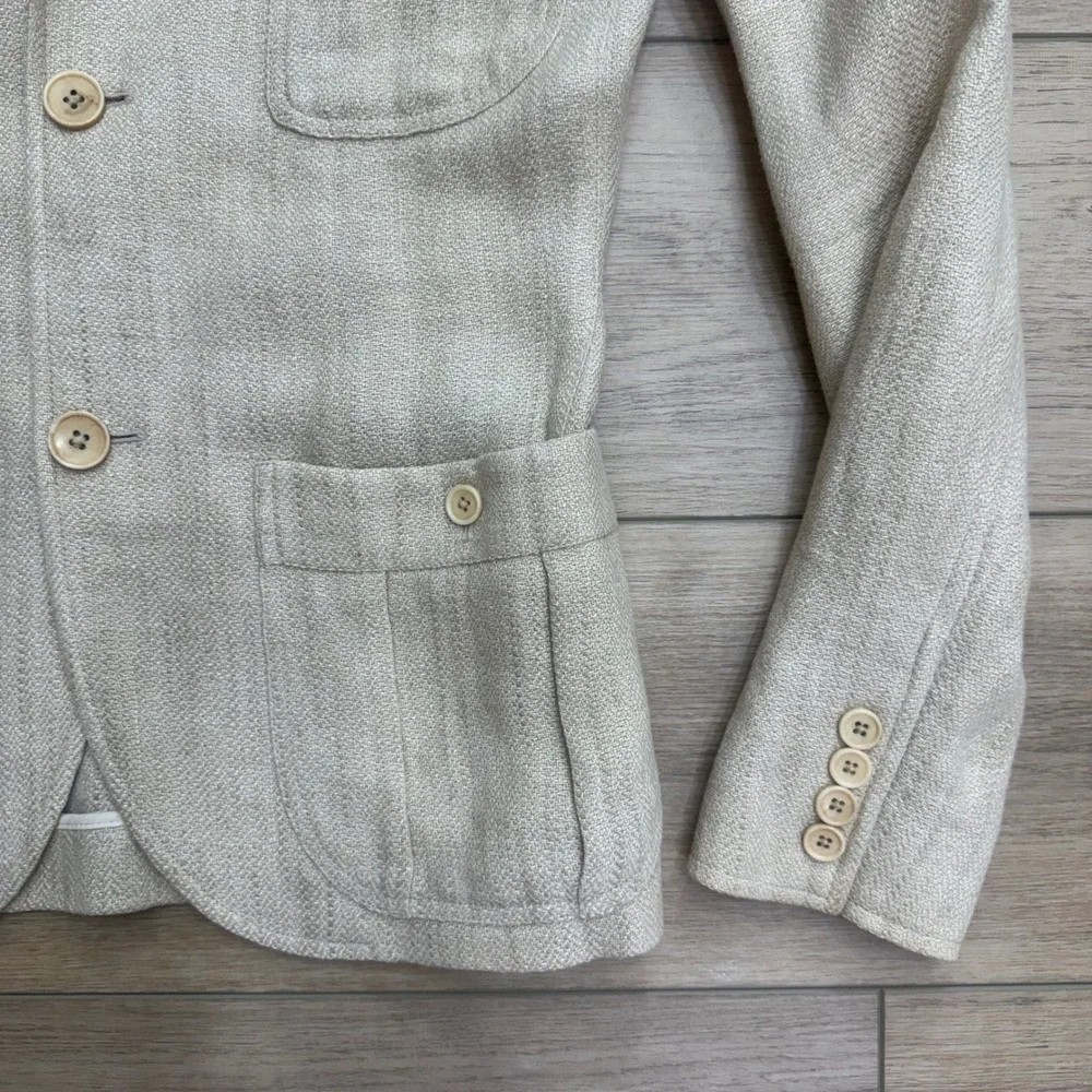 Ralph Lauren Cream Linen Herringbone Safari Blazer Jacket Capsule Italy Size 6 - Picture 4 of 15